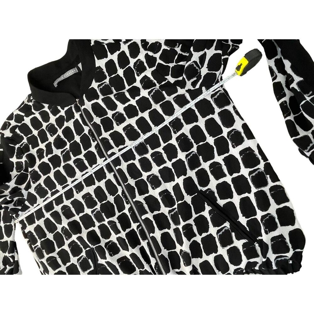 Valerie Stevens Womens Medium M Jacket Stretch Long Sleeve Black White Office - Picture 7 of 8